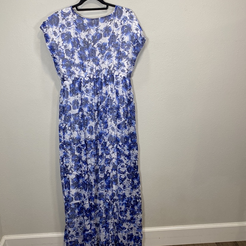 Torrid blue white shabby chic dress cottage core midi dress - Picture 8 of 11